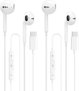 USB C Wired Earbuds with Mic & Volume for iPhone & Android