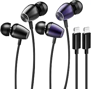 iPhone Lightning Wired Earbuds – Noise Cancelling, 2-Pack