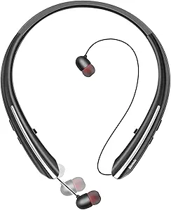 Neckband Bluetooth Headphones, Bluetooth 5.4 Wireless Headphone with Retractable Earbud,CVC8.0 Noise Cancelling, 16Hrs Playtime, Around The Neck Headphones Stereo Headset for Music, Conference, Videos