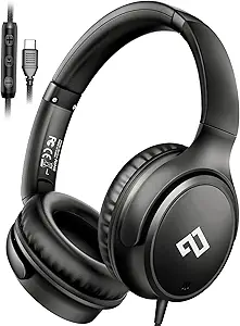 USB C Over-Ear Headphones with Mic – Foldable & Lightweight