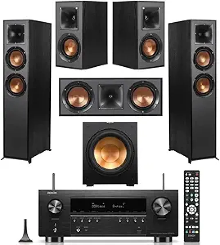 Klipsch Reference 5.2 Home Theater System w/ 7.2 Receiver, w/ 2X R-26FA Floorstanding Speaker, R-25C Center Speaker, R-41M Speaker, 2X R-12SW Subwoofer & Yamaha RX-V6A 7.2-Channel AV Receiver