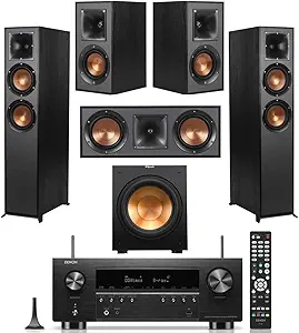 Klipsch Reference 5.2 Home Theater System w/ 7.2 Receiver, w/ 2X R-26FA Floorstanding Speaker, R-25C Center Speaker, R-41M Speaker, 2X R-12SW Subwoofer & Yamaha RX-V6A 7.2-Channel AV Receiver