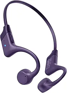 Purple Bone Conduction Earbuds: Bluetooth, 12Hrs, IPX5 Waterproof