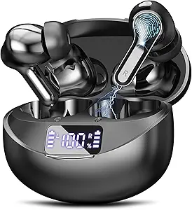 Bluetooth 5.4 Wireless Earbuds: 50H HiFi Stereo, IPX7 Waterproof