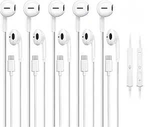 5-Pack USB-C Earphones with Mic for iPhone & Samsung
