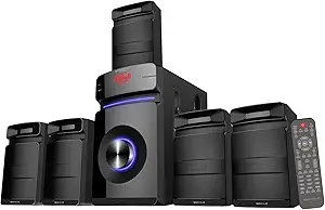Rockville HTS45 800w 5.1 Channel Home Theater Audio System, Bluetooth Connectivity, USB/SD Playback, Wall-Mountable Speakers, for Home Entertainment