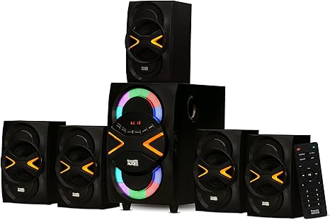 Acoustic Audio by Goldwood 5.1 Speaker System 5.1-Channel with LED lights and Bluetooth Home Theater Speaker System, Black (AA5210)