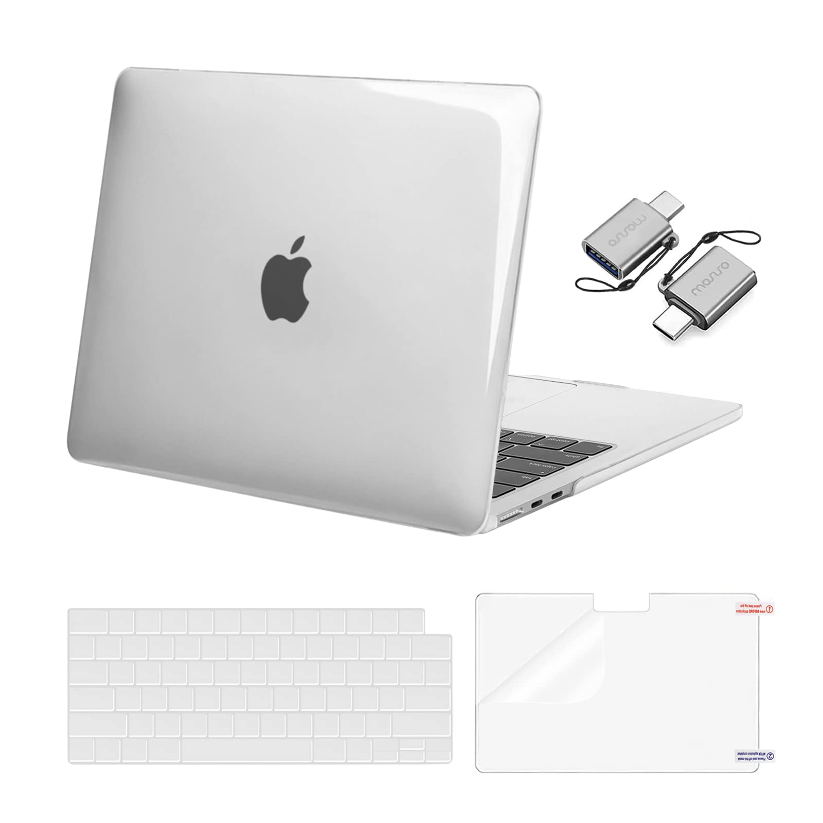 MOSISO Compatible with MacBook Air 13 inch Case 2026 2025 2024 2023 2022 M4 A3240 M3 A3113 M2 A2681,Plastic Hard Shell&Keyboard Cover&ScreenFilm&Type C for MacBook Air 13.6 inch Case, Crystal Clear