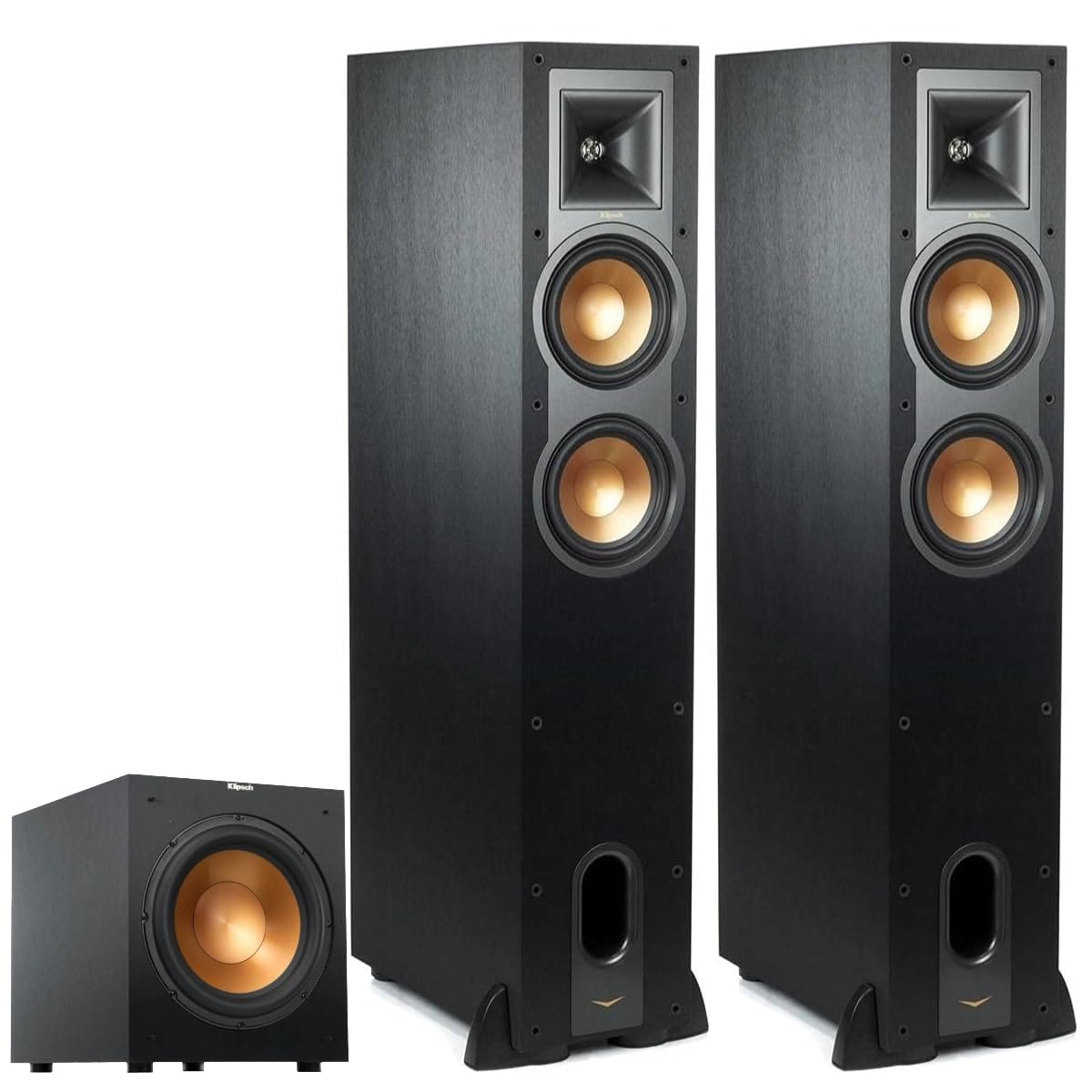 Klipsch Reference R-26FA Dolby Atmos Floorstanding Speaker (Pair) + R-12SW 12″ Subwoofer – Premium Home Theater Tower & Deep Bass Sub Bundle