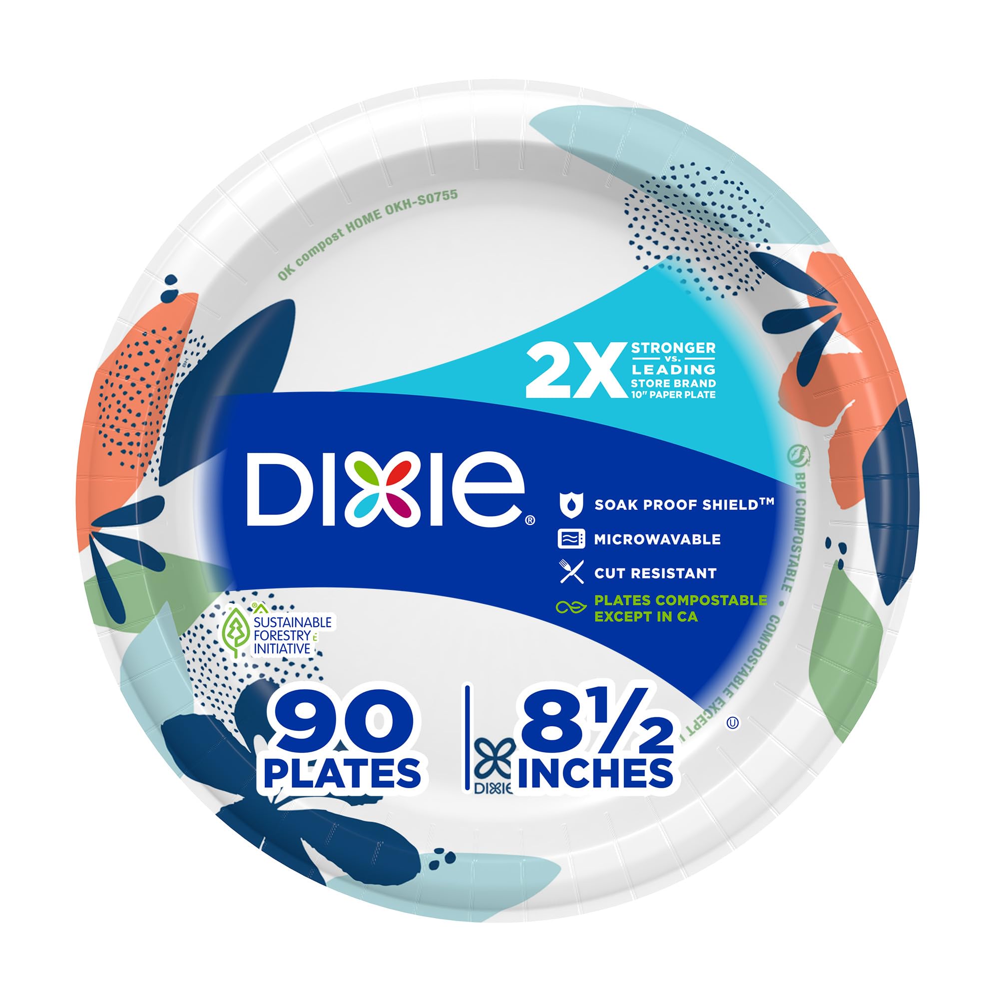 Dixie Medium Paper Plates, 8.5 Inch, 90 Count, 2X Stronger, Microwave-Safe, Soak-Proof, Cut Resistant, Disposable Plates For Everyday Breakfast, Lunch, & Dinner Meals