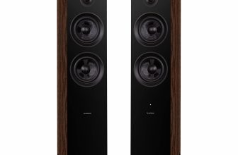Fluance Ai81 Elite Powered 2-Way Floorstanding Tower Speakers, 150W Built-in Amplifier for 2.0 Stereo Music & Movie Listening, TV, Turntable, PC & Bluetooth – 2x RCA, Optical, Sub Out (Natural Walnut)