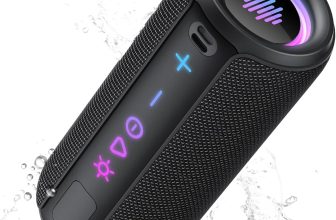 TIMU Portable Bluetooth Speaker, 25W Super Loud Wireless Speaker: Boost Bass 3.0, Bluetooth 5.4, 30H Playtime, 8 RGB Modes, IPX7 Waterproof, TWS Pairing, for Outdoor/Home/Party, Gift Ideas（Black）