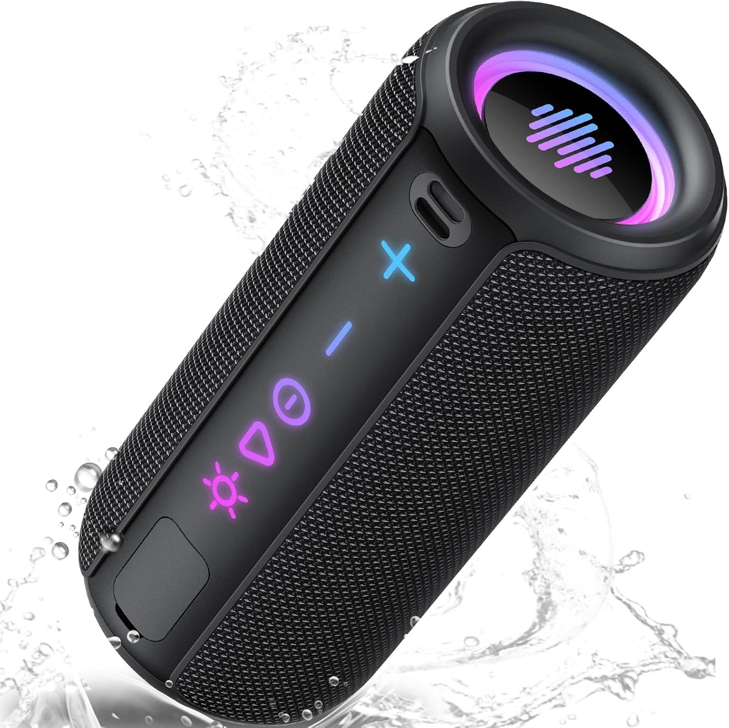TIMU Portable Bluetooth Speaker, 25W Super Loud Wireless Speaker: Boost Bass 3.0, Bluetooth 5.4, 30H Playtime, 8 RGB Modes, IPX7 Waterproof, TWS Pairing, for Outdoor/Home/Party, Gift Ideas（Black）
