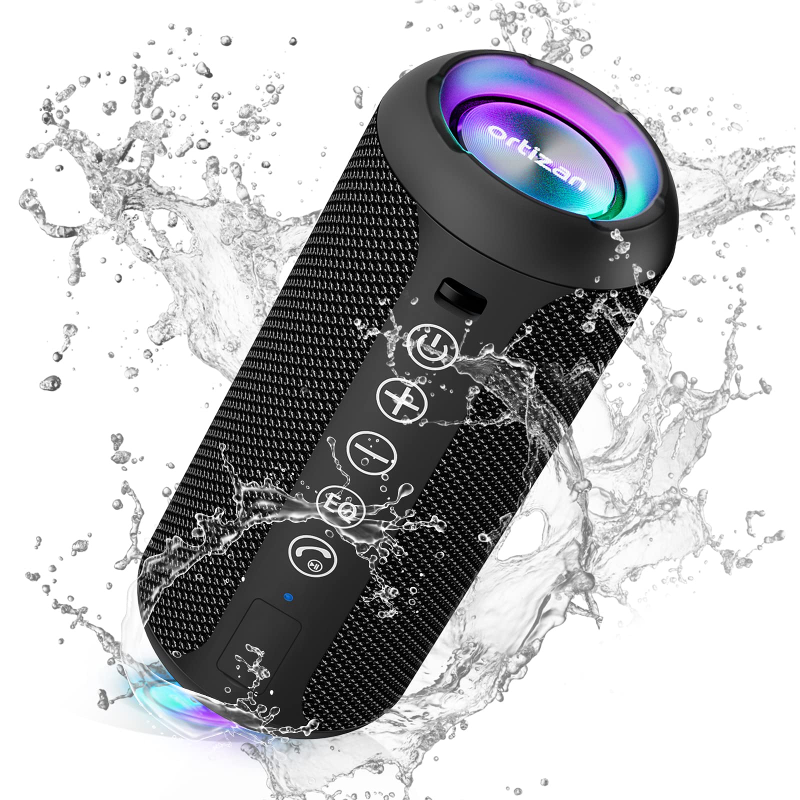 Ortizan Portable Bluetooth Speaker (1nd Gen), IPX7 Waterproof, Wireless, Big Sound and Deep Bass, TWS Pairing, 30Hrs of Playtime, Valentines Day Gifts for Him, Birthday Gifts for Men Women – Black