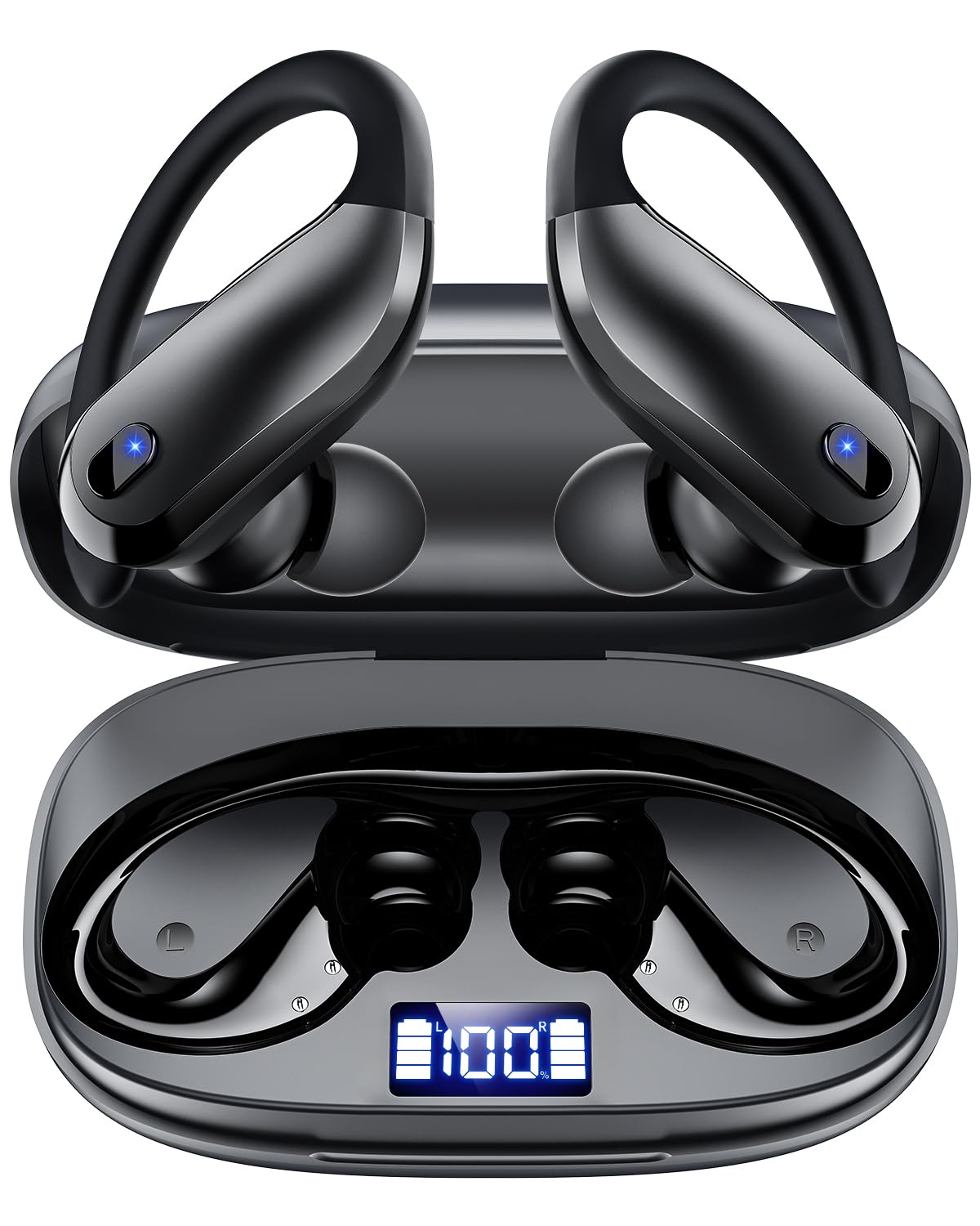 Ear Buds Wireless Earbuds Bluetooth 5.3 Sport Headphone with 80Hrs Playtime,Running Wireless Earphones IPX7 Waterproof Earbuds,Lightweight 7.8g,Noise Cancelling Mic Bluetooth Headphones-Black