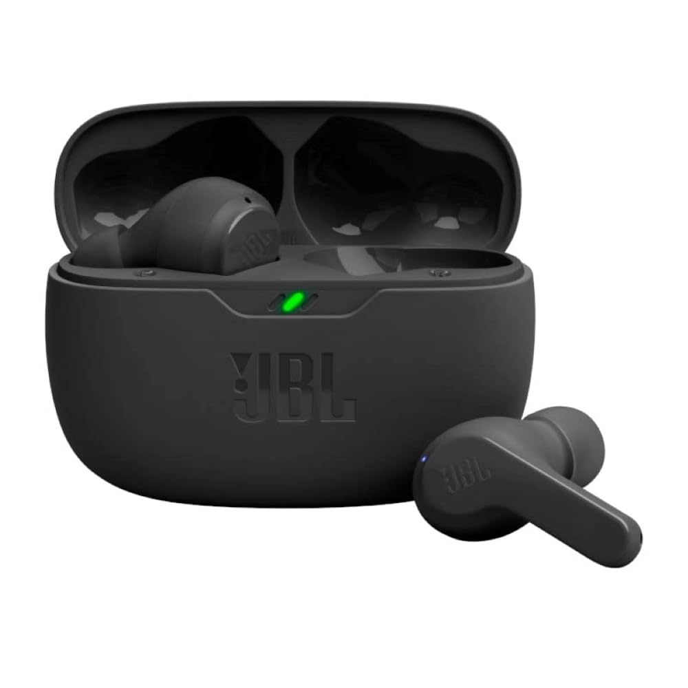 JBL Vibe Beam – True Wireless JBL Deep Bass Sound Earbuds, Bluetooth 5.2, Water & Dust Resistant, Hands-Free Call with VoiceAware, Up to 32 Hours of Battery Life (Black)
