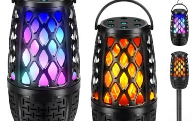 Outdoor LED Flame Speakers: Waterproof Bluetooth 5.3, 2-Pack