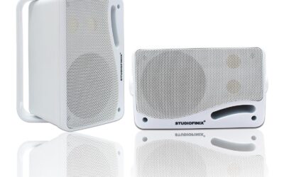 StudioFinix 200W Waterproof Outdoor Speakers – 3.5″ 3-Way Wall Mount White