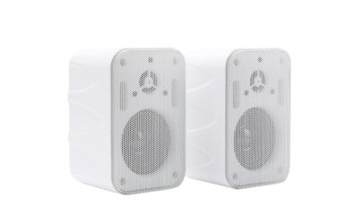 Waterproof 3.5″ Wired Outdoor Speakers Pair – White