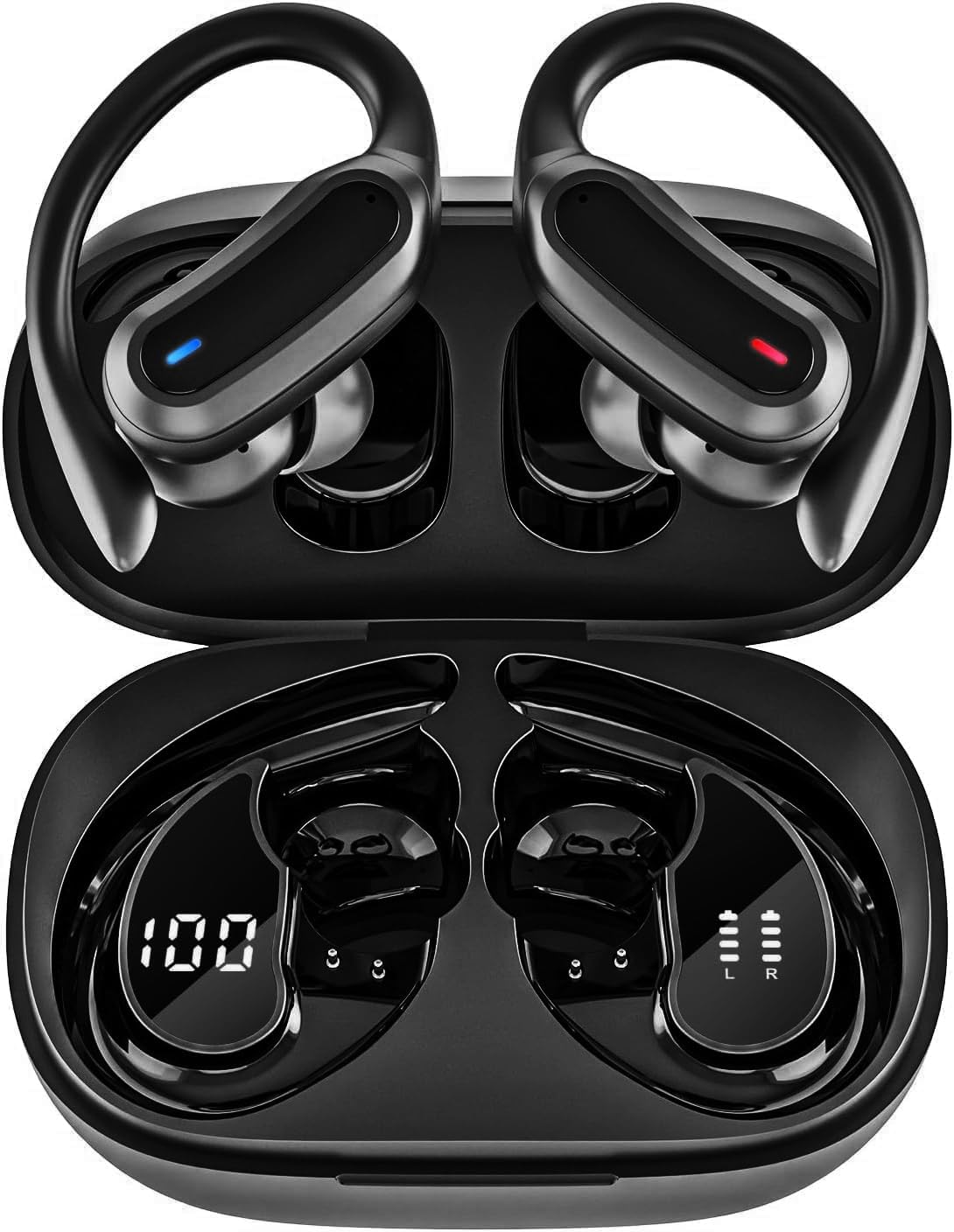 Wireless Earbuds, Bluetooth 5.4 Headphones, True Wireless Stereo Sound Earphones with Noise Cancelling Mic, Fast Charging, IPX7 Waterproof, Comfort Fit Ear Buds for Sports/Workouts/Travel (Deep Black)