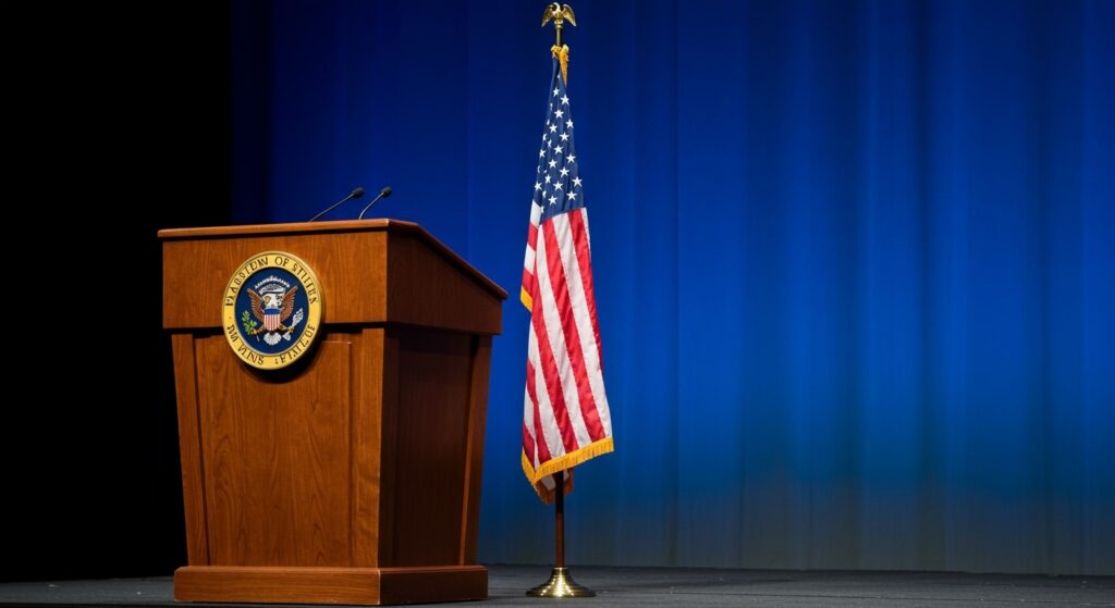 Proper Flag Placement: A Staff Flag Should Be Put on the Speaker's Right Proper Flag Placement: A Staff Flag Should Be Put on the Speaker's Right