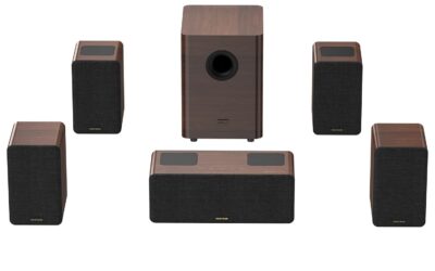 Premium 5.1.4 Dolby Atmos Home Theater System: Wood Finish