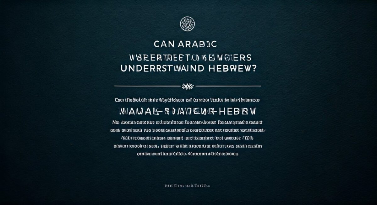 Can Arabic Speakers Understand Hebrew?